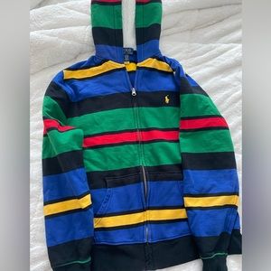 Ralph Lauren Fleece Zip Hoodie- Stripe Boys